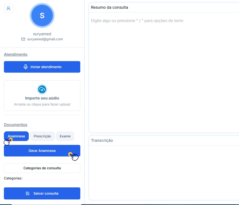 Opções de modelos de documentos no Suryamed