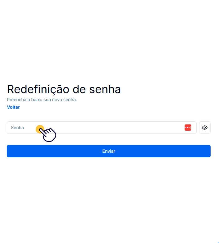 Formulário para definir a nova senha